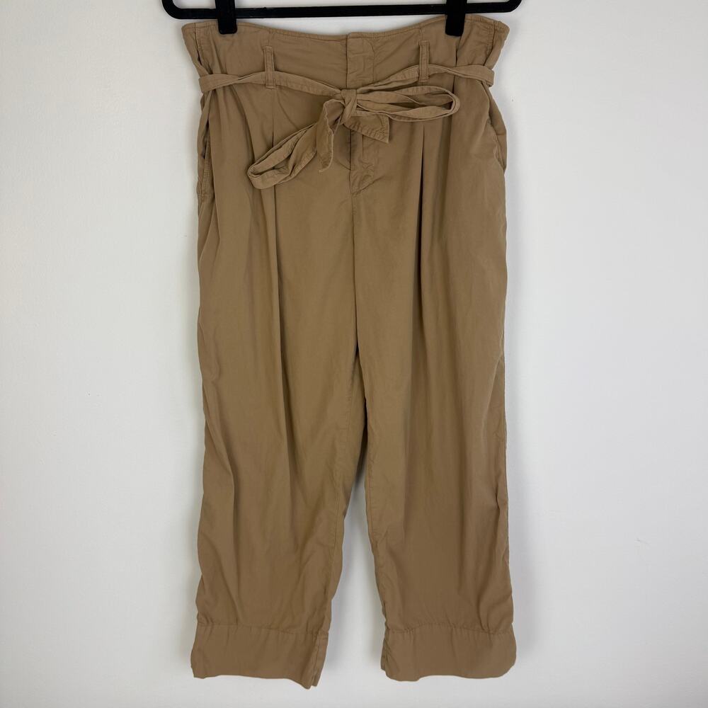 Lauren Ralph Lauren Womens Straight Leg Cropped 100% Cotton Tan Pant Trousers 10